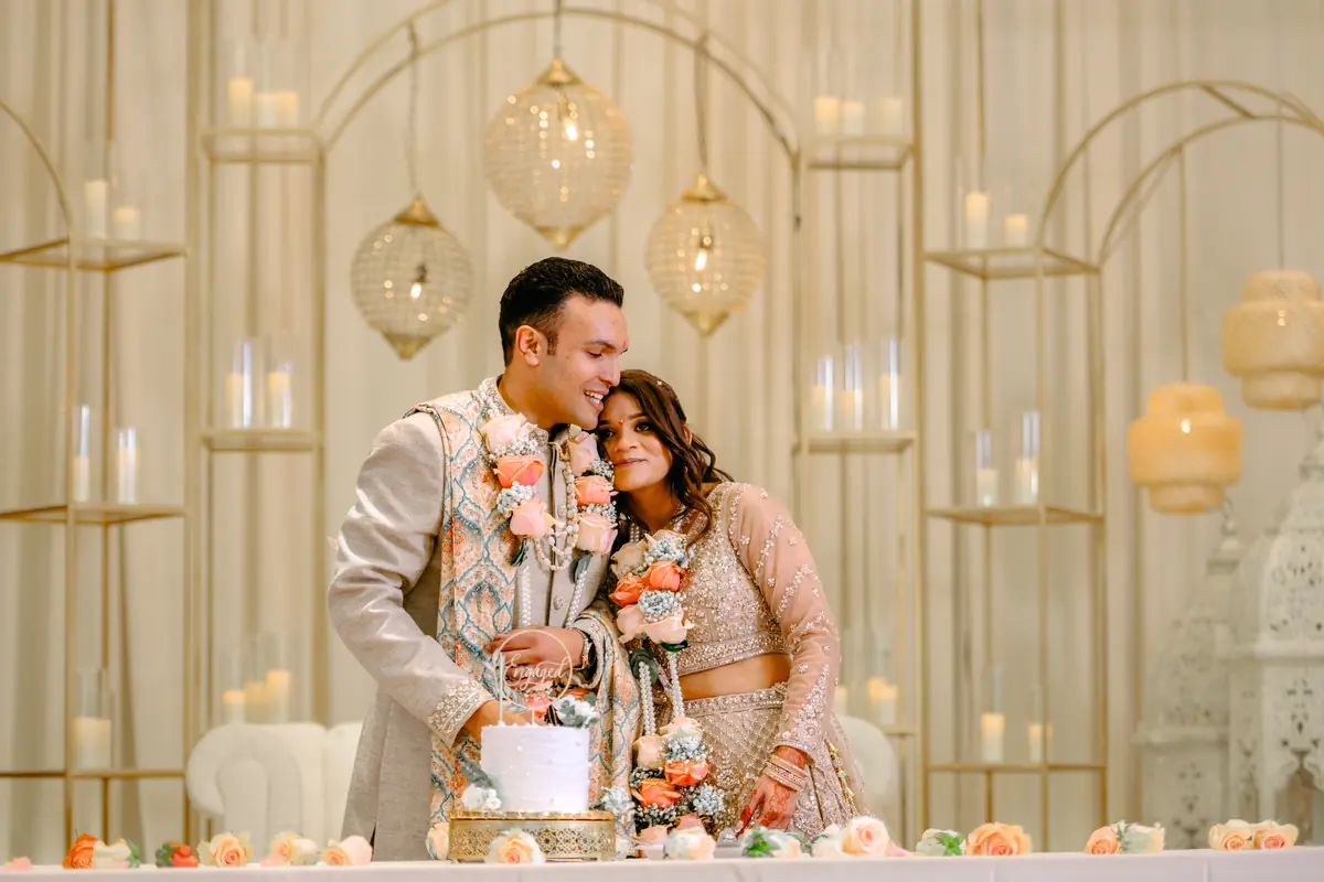 Cutting the cake amid the candles