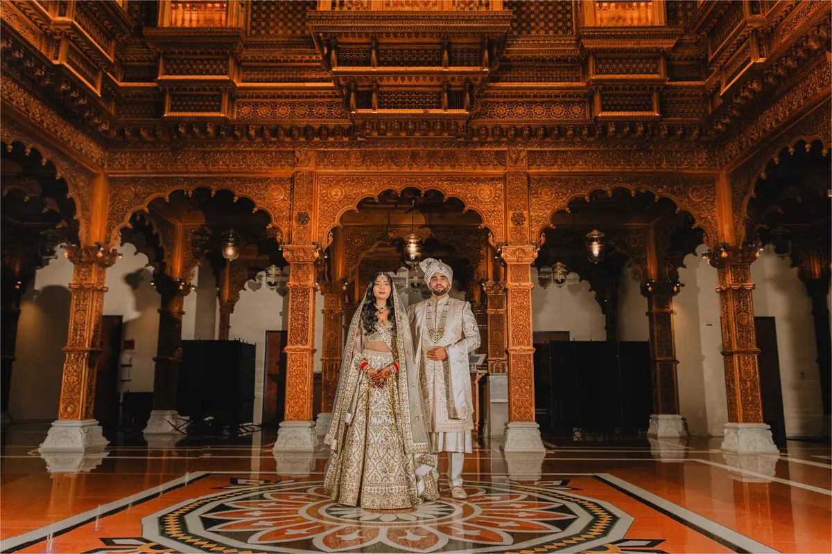 The couple centred on the mandir floor