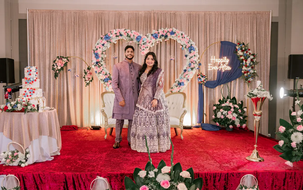 The couple on the reception stage