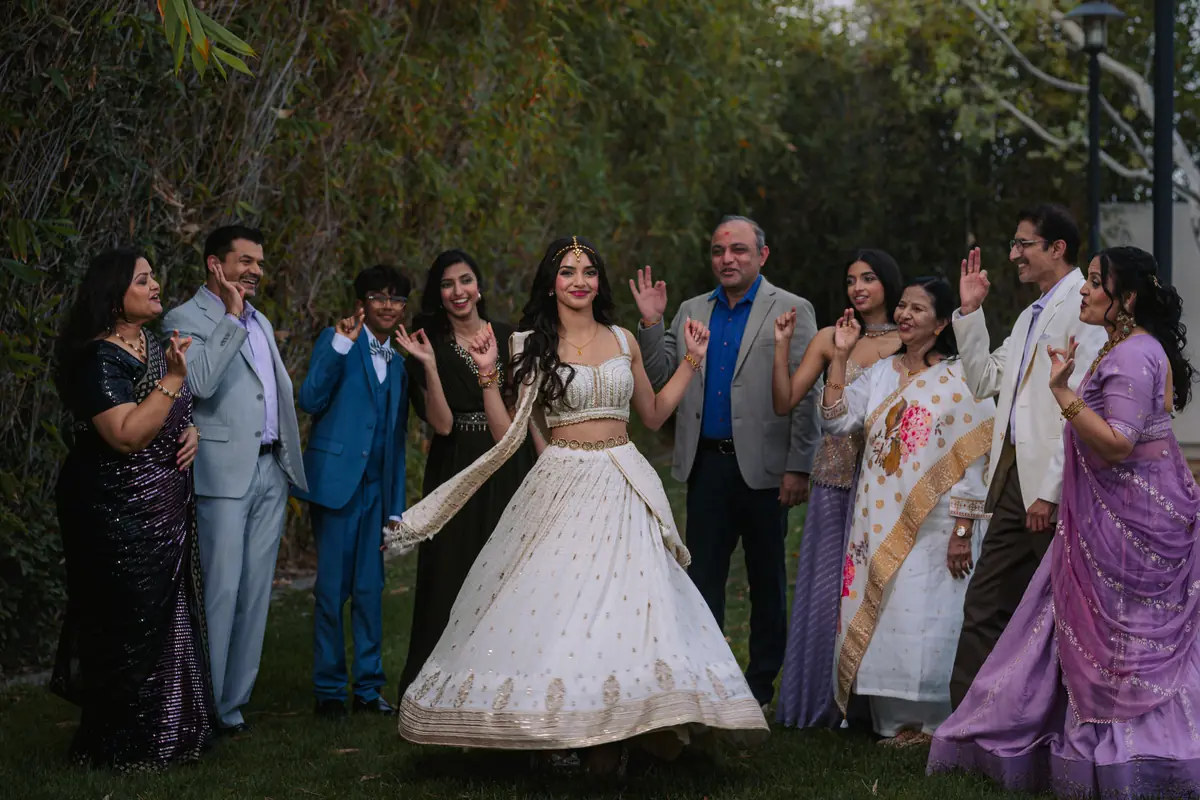 A family twirl in the garden