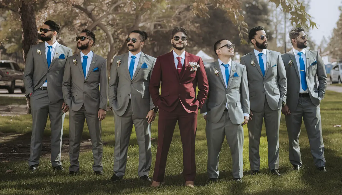 The groomsmen in step